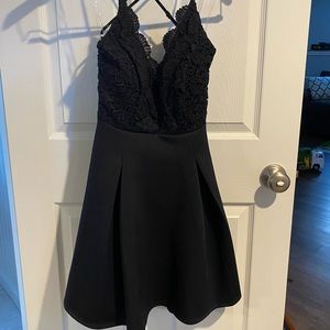 Black backless lace front dress